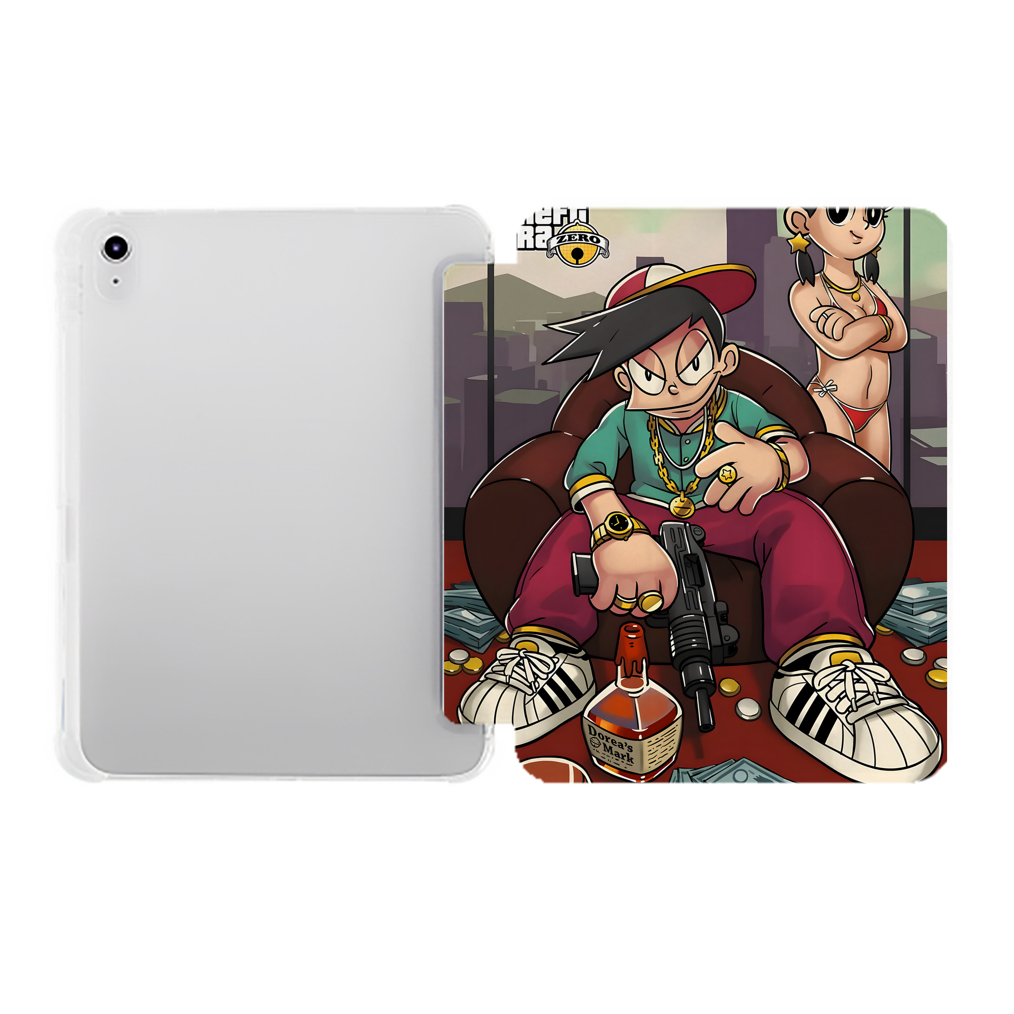 （画像用） ドラえもん Doraemon IPad ケース ペン収納付き 三つ折りスタンド PUレザー×シリコン 対応機種9.5/10.5/10.9インチ